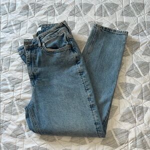 H&M high rise light wash denim.